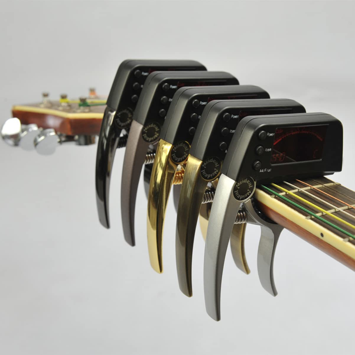 2St Stimmgerät für E-Gitarre Gitarren-Kapodaster elektrisch Bassgitarre Bass-Tuner Kapodaster für Gitarren stimmgerät für akustische gitarre Clip-on-Gitarren-Tuner Silver Hoement