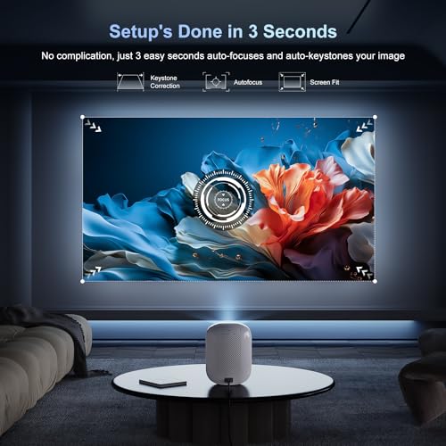 Beamer【Autofocus/trapeziumcorrectie】 Draagbare beamer met 5G wifi en Bluetooth, mini-beamer, 4K native 1080p outdoor projector, thuisbioscoop, videobeamer compatibel met - Image 5