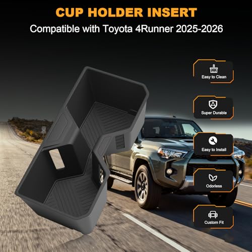 Portavasos compatible con Toyota 4Runner 2025-2026 TPE negro miniatura 7