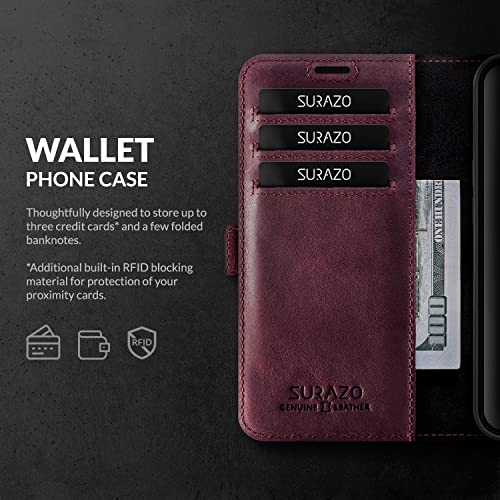 Étui en cuir véritable Bordeaux pour Samsung M54 - Luxe et protection RFID