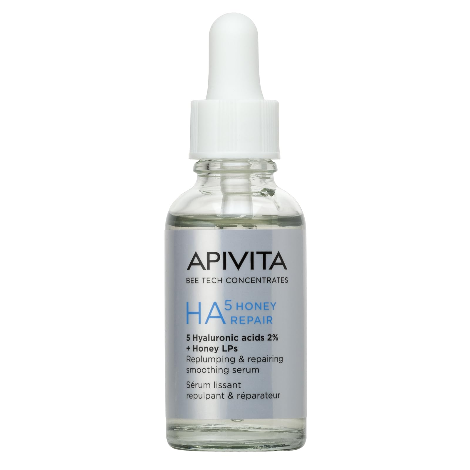 APIVITA Bee Tech Concentrates HA5 Honey Repair - Suero suavizante reparador y reparador con 5 ácidos hialurónicos, 2% y miel LPs - Rellena y repara la piel, suaviza las arrugas - No comedogénico