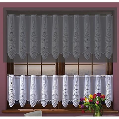 MforStyle White Cafe Net Curtain Sold by the metre Drop 20" (50cm) Cover