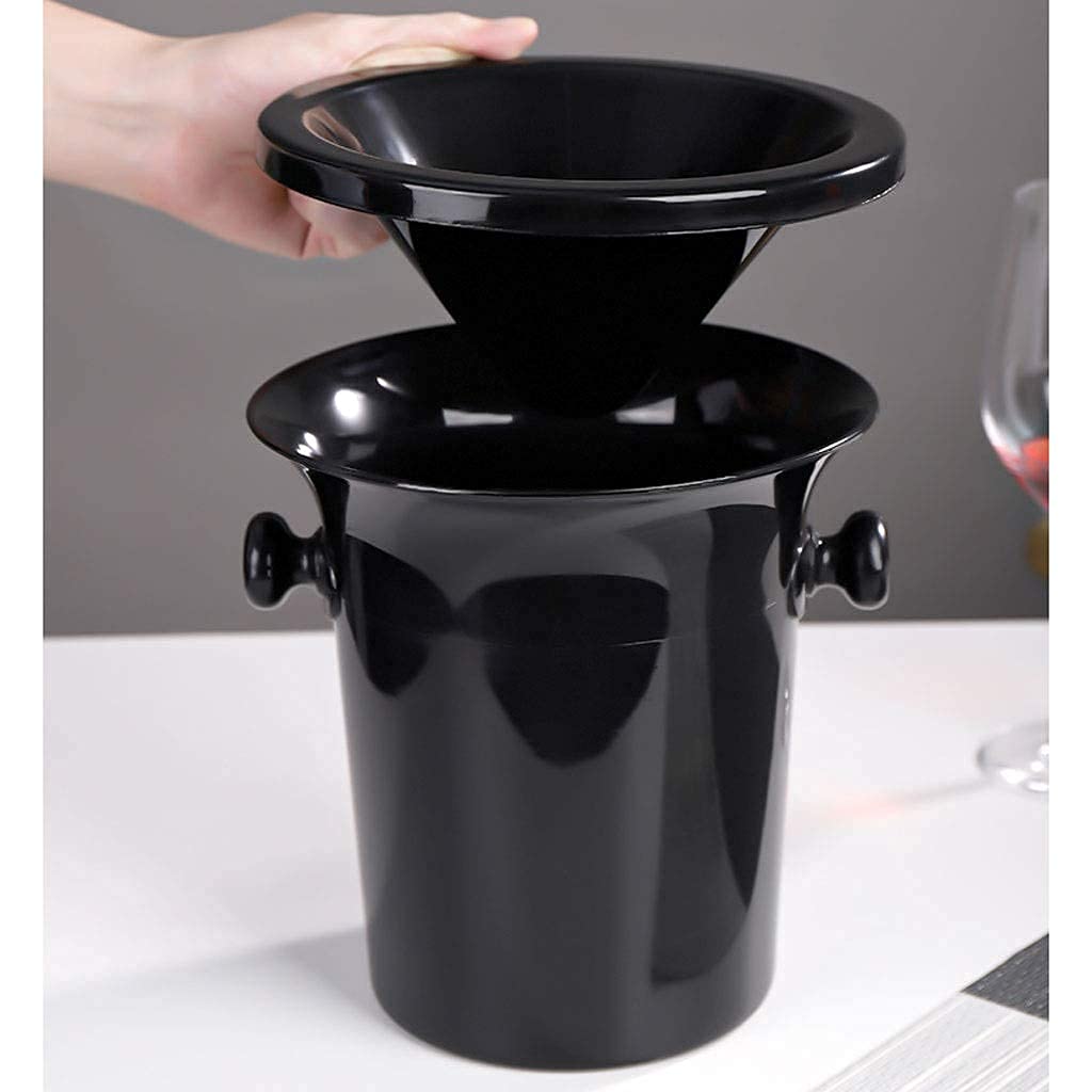 BHBXZZDB Embudo de Cubo de Hielo con asa Cubo de Hielo Restaurante Bar Cubo de champán de Vino Cubo Multifuncional para el hogar Cubo de plástico Reutilizable Cubo de Hielo (Color: Negro)