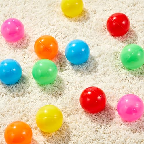 Image of Amazon Basics BPA Free Ball Pit Balls with Storage Bag, Crush-Proof Plastic for Toddlers Kids 12+ Months Play, 6 Bright Colors, Pack of 1000