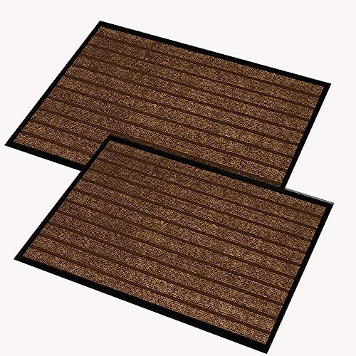 AMEHA Door Mat Indoor & Outdoor Heavy Duty Rubber Door Mats 40x60 Cm Dirt Trapper Non Slip Washable Barrier Floor Mat Entrance Rug Shoes Scraper Super Absorbent Front Doormats, Grey