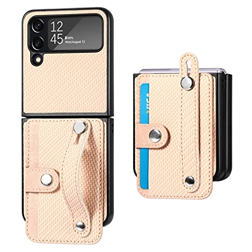 Coque Samsung Galaxy Z Flip 4 avec porte-carte et dragonne antichoc kaki