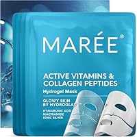 MAREE Hydrogel Collagen Facial Mask with Hyaluronic Acid — Hydrating Face Masks Skincare — Niacinamide, Amino Acids & Red Algae Extract — Facial Masks For Women — Mascarillas Para La Cara — 4 Count