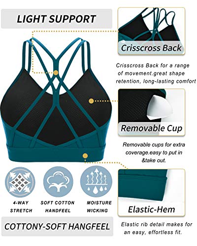Image of RUNNING GIRL Sports Bras for Women,Strappy Crisscross Back Padded Low Impact Running Sports Bra with Removable Cups
