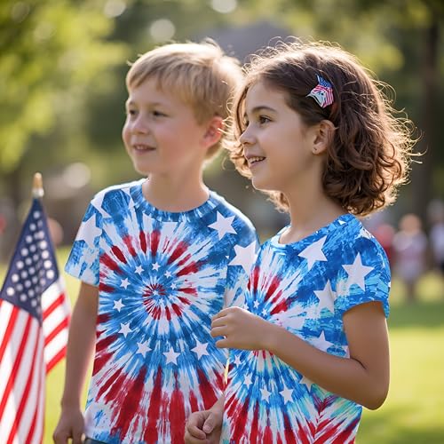 4th of July T-Shirt Boys Girls American Flag Shirts Toddler Short Sleeve Tees Kids Patriotic Star Stripe Tops Age 3-144