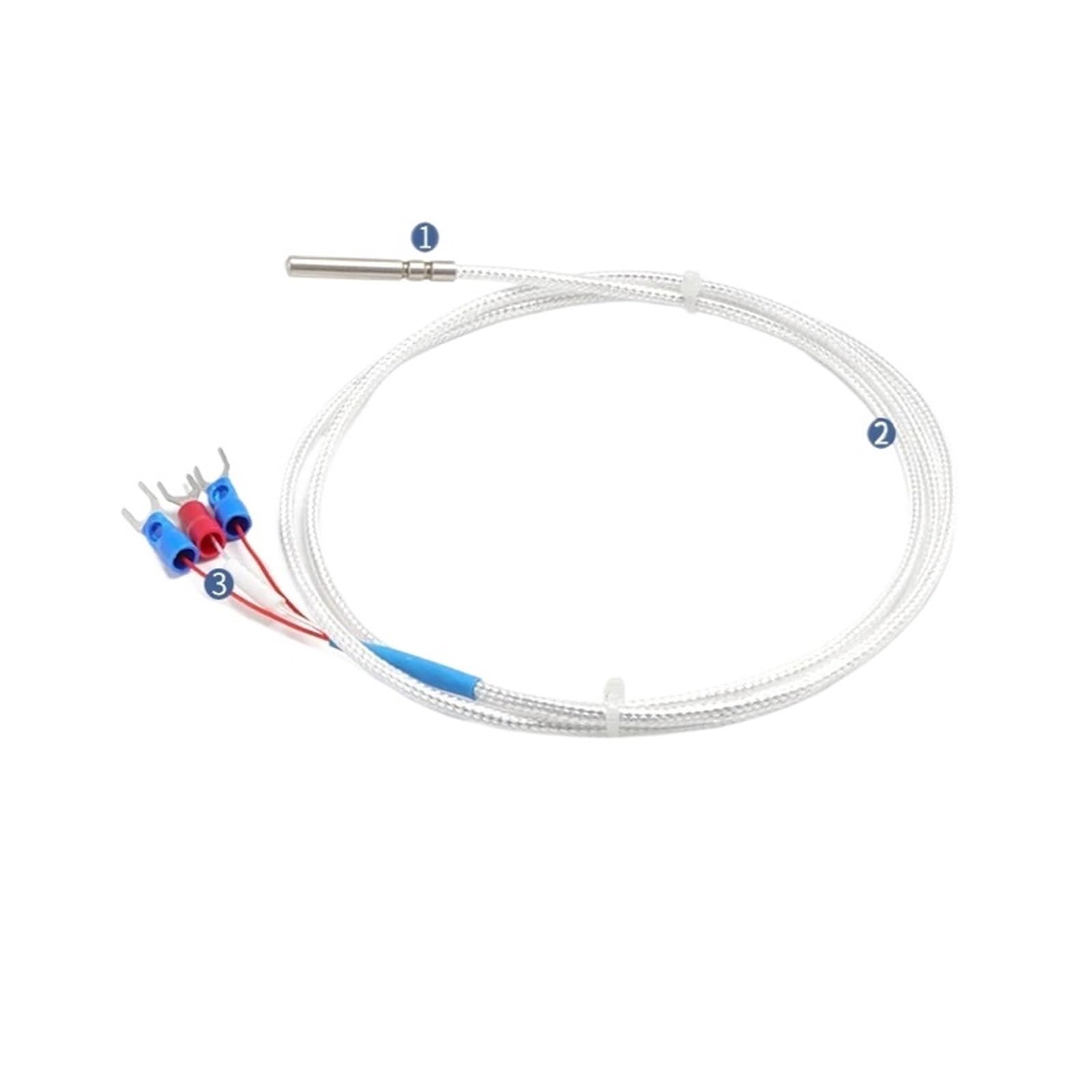WUPLKCUIJ Stainless Steel PT100 Temperature Sensor Thermocouple with 0.5/1/2/3/4/5M Cable sensing high temperature waterproof(PT100 Type 3M)