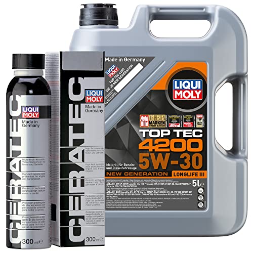 LIQUI MOLY Top Tec 4200 5W-30 5 Liter & Cera Tec Keramik Verschleißschutz 300ml I Weniger Kraftstoffverbrauch bei Benzin & Diesel I Erhöhte Laufruhe, Druckbeständigkeit & Motorsauberkeit LIQUI MOLY Top Tec 4200 5W-30 5 Liter & Cera Tec Keramik Verschleißschutz 300ml I Weniger Kraftstoffverbrauch bei Benzin & Diesel I Erhöhte Laufruhe, Druckbeständigkeit & Motorsauberkeit
