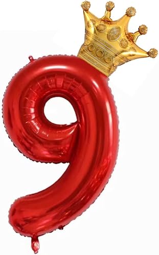 Miniatura 4 de Globo de 40 pulgadas, corona roja número 6, globo gigante de aluminio con el número 6, globos de decoración de cumpleaños número 6, suministros de