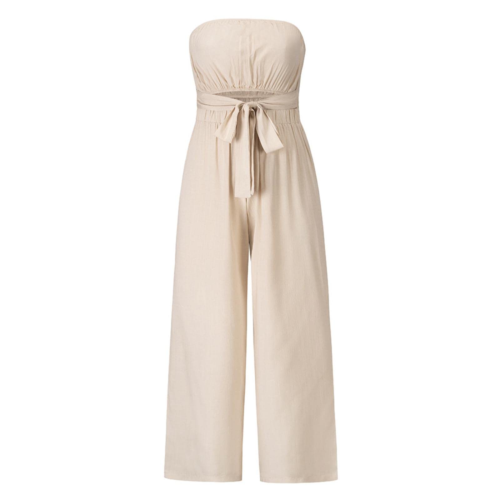 snappsy Romper Straight Trousers Off Shoulder Wide Leg for Summer Party Ladies S-picture-53