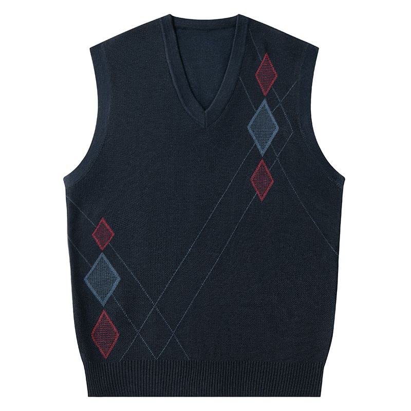 Gilet en tricot col en V pour homme d'âge moyen pull sans manches premium