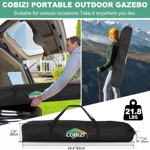 Image of COBIZI 10x10FT Pop up Canopy Tent, Screened in Gazebos with Sidewalls, Blue
