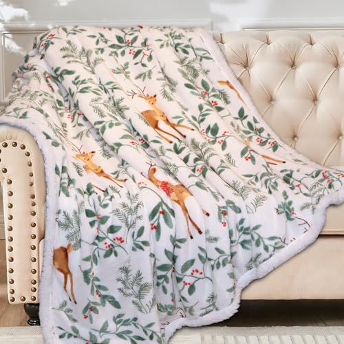 HITIME Christmas Sherpa Fleece Throw Blanket for Couch Bed Sofa Adults -Soft and Warm Blanket for Winter, Thick and Fuzzy Throw Blanket (Throw - 50" x 60") - B - image 1