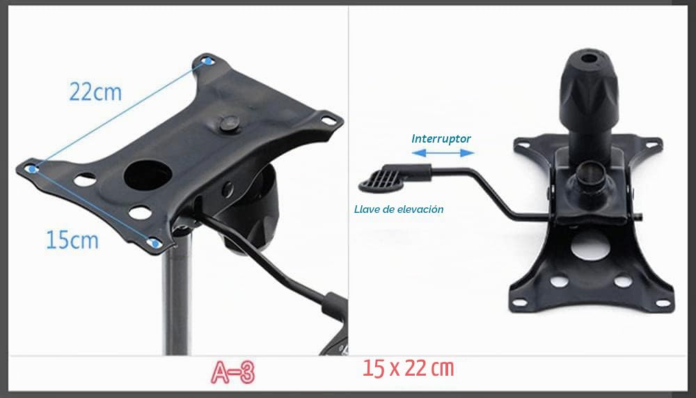Placa metálica para mecanismo de ajuste de altura de silla de oficina, función basculante, palanca de repuesto con mecanismo de bloqueo para silla de oficina, A3