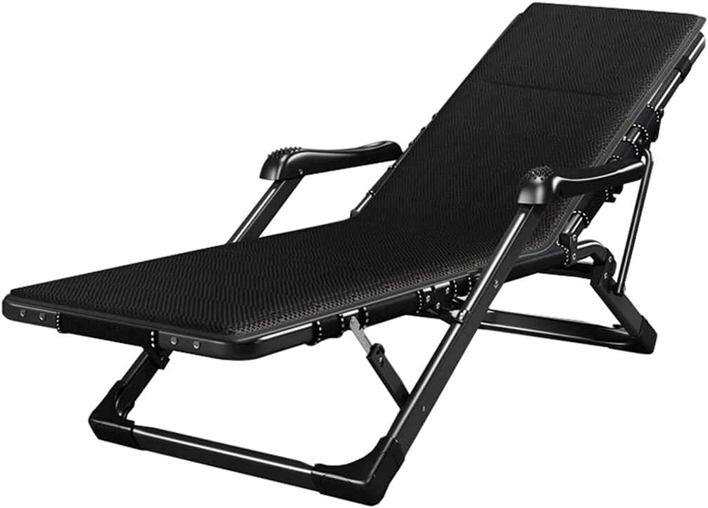 Silla reclinable Plegable con Cojines Tumbona de jardín Tomar el Sol Camping al Aire Libre Tumbona de Patio Tumbona de jardín Piscina Tumbonas al Aire Libre - Negro