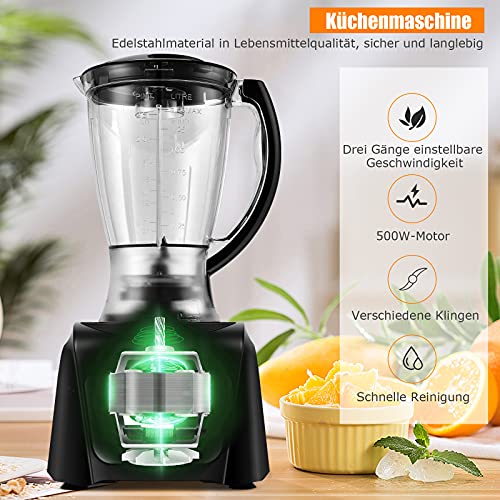GOPLUS Kompakt Küchenmaschine, Food Processor Multifunktional, Standmixer mit 2 Arbeitsstufen & Momentstufe, 1 L… – Bild 3