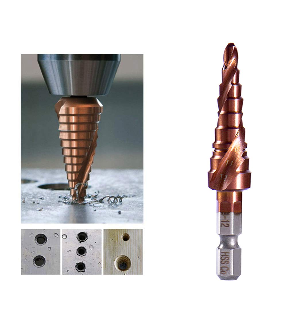 M35 Cobalto Contiene Trapano A Gradino A Spirale Esagonale Apri Fori In Acciaio Inossidabile Pagoda Punta Da Trapano Per Fori 3 12/4 12/4 20mm Strumento Di Taglio - Foto 8