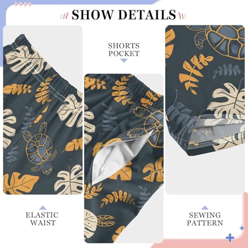 Seamless Pattern with Turtle and Leaf Pajamas Bottoms with Pockets Comfy Pjs Sleepwear Elastic Waistband Pajamas Pants Lounge Pants for 6-14 Years4