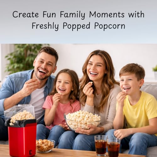 Image of Electric Hot Air Popcorn Maker 1200W | Oil-Free Popper Machine | Healthy & Delicious Snacks for Kids and Adults