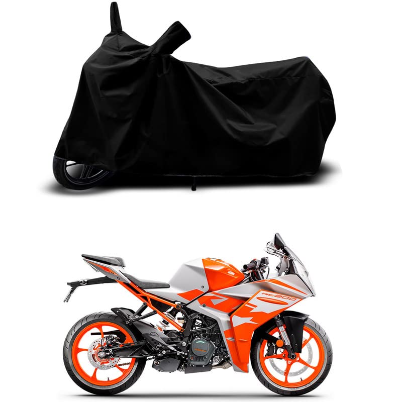Image of 100% Scratchproof /UV-Rays /Heat Protection /Birds Dropping /Water Resistant /Dust Proof /Waterproof /Full Bike Scooty Two Wheeler Body Cover Compatible for RC 200 All Varients[Black]