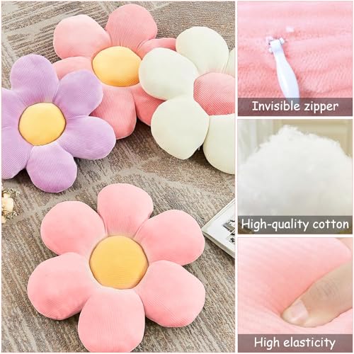 YUZHEDM Blumenkissen, Deko Kissen, Aesthetic Room Decor, Flower Pillow, Tatami bequemen Sitzkissen für Kinderzimmer Hause Stuhl Boden Bett Sofa Dekoration (40 x 40cm, Rosa Gelb)
