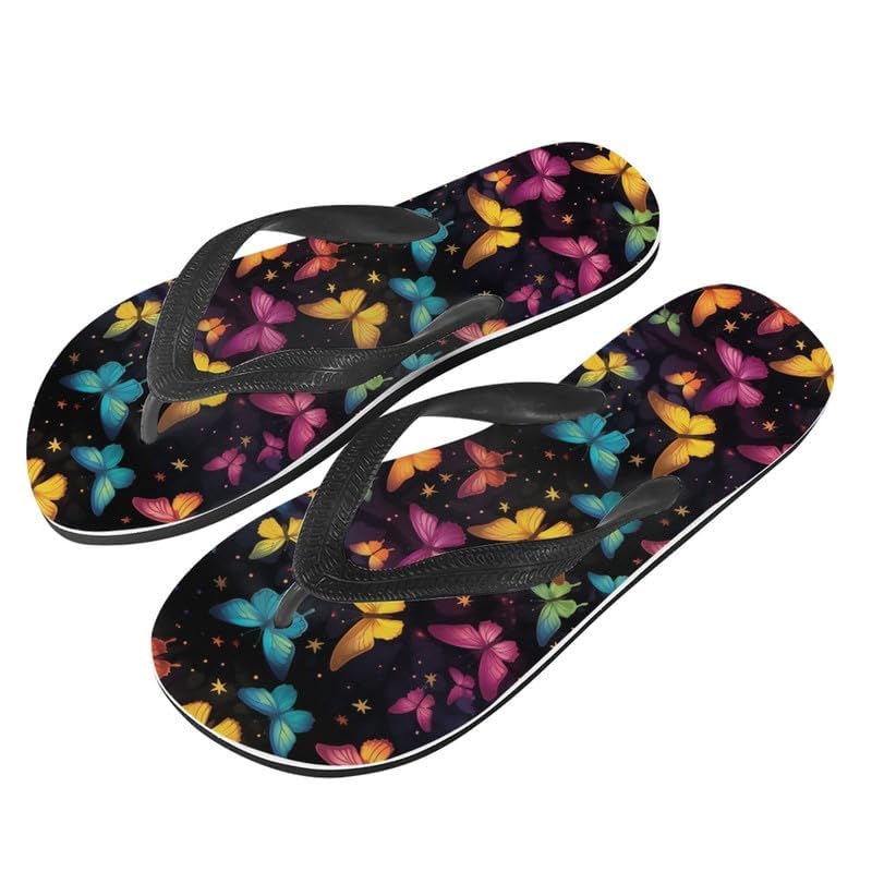 Women Geometry Flip Flop Sandal, Butterfly Sunflower Lightweight Thong Sandals Comfort Summer Beach Slippers2