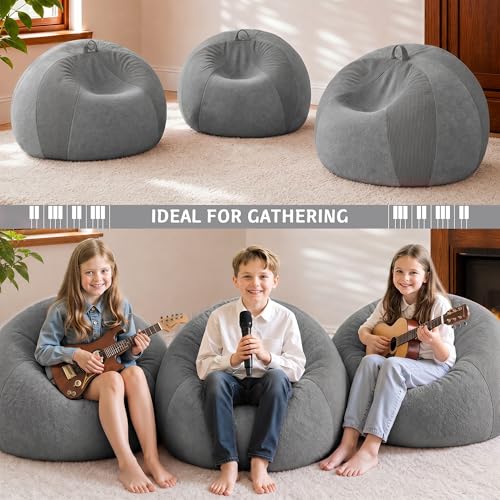 Image of HABUTWAY 2FT Bean Bag Chair Teardrop Bean Bag Chairs for Adults beanbag with Memory Foam Filled with Dual-Tone Unique Combination Corduroy & Luxury Distressed Velvet Washable Cover,Corduroy Dark Grey