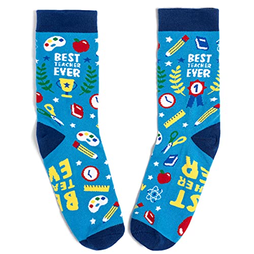 Lavley Unisex's Nerd Socks Crew, Best Teacher, One Size Lavley Unisex's Nerd Socks Crew, Best Teacher, One Size