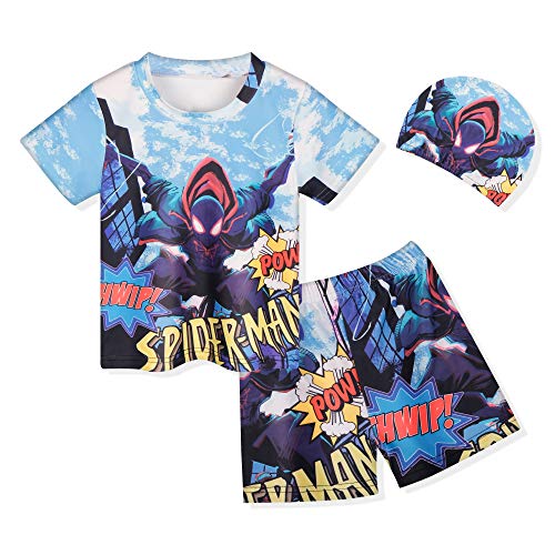 Toddler Boys Swim Set Two Piece Swimsuit Kids Swimwear Trunks and Rashguard with Hat