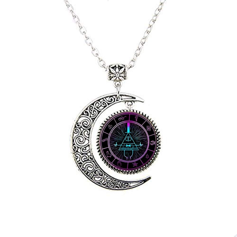Ciondolo Luna Collana Steampunk – Gravity Falls Mysteries Bill Cipher Wheel – Fatto A Mano – Diametro 16mm