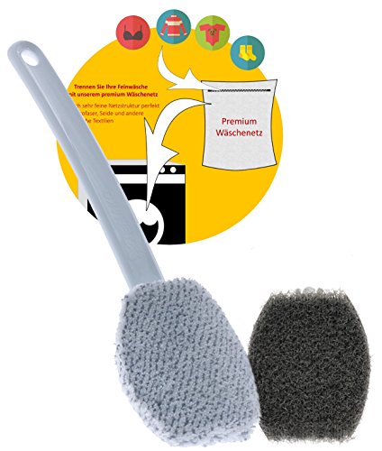 Jemako Set spoelbutler zachte spoelborstel incl. reservekop hard & Sinland fijnmazig wasnet (30 x 40 cm)