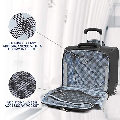 Travelpro Maxlite 5-Softside Lightweight Underseat Rolling Tote Bag, Black, 16-Inch