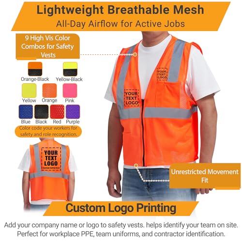 Image of AYKRM 2 Pocket Mesh High Visibility Reflective Safety Vest for men & Women ANSI /ISEA 107 Standards
