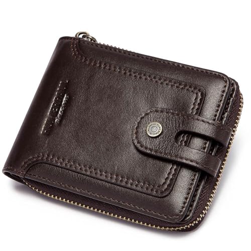 Image of Genuine Leather Wallet for Men - Slim Bifold Wallet with Photo ID Window, Cash & Card Organizer(Coffee)