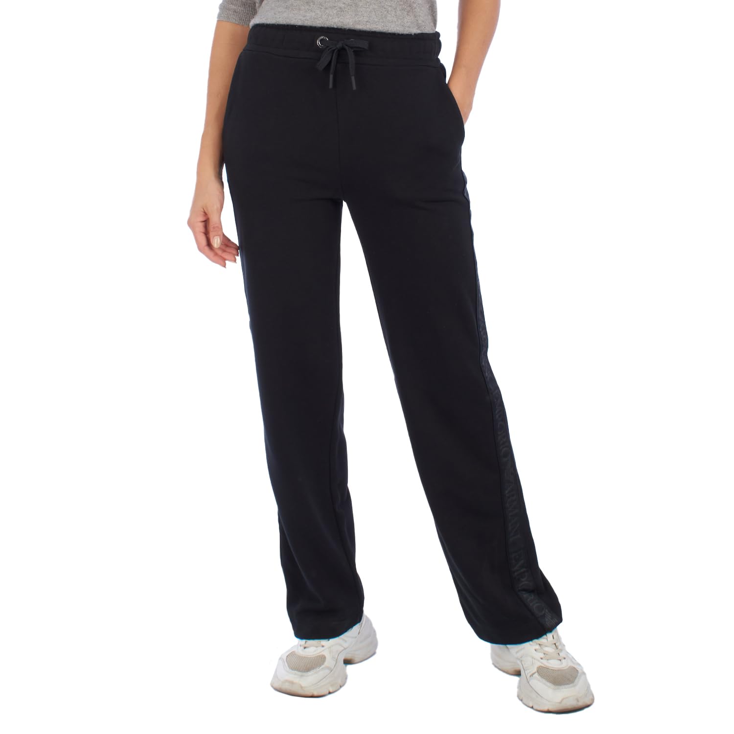 Emporio Armani Women's Jogger Sports Pants 3K2P7E. Women's Wide Leg Joggers, Women's Straight Cut Sports Pants Black