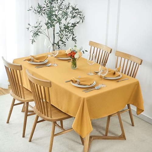 Image of maxmill Cloth Napkins Weaved Texture Pattern Soft Comfortable and Luxury Serviette for Restaurant Family Dinners Weddings Parties and Banquets Set of 4 Pieces, 20 x 20 Inch Ochre Yellow