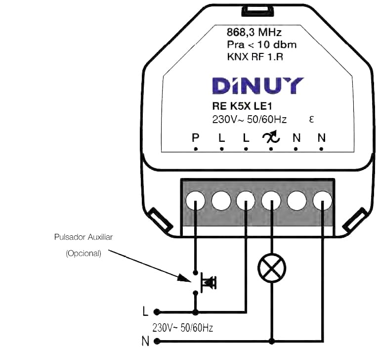 Actionneur de régulation KNX-RF RLC LED 1 canal Dinuy RE K5X LE1