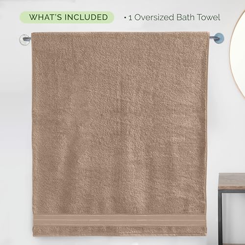 Image of Elegant Comfort Three Line Popcorn Extra Large Luxury Bath Towel - 40 inch x 80 inch inch, Premium Hotel Spa Quality 1 Piece Oversized Bath Sheet 100% Turkish Cotton Super Soft Highly Absorbent, Tan