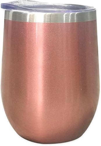 Taza de vino de acero inoxidable de 12 onzas, tapa de café sin tallo, doble pared de vidrio, botella de viaje con pajilla, botella de viaje, cóctel,