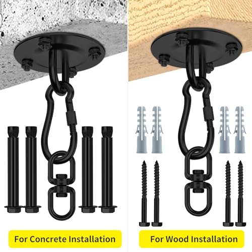 Heavy Duty Swing Hangers 360°Rotate Heavy Duty Hooks for Hanging 304 Stainless Steel Swivel Hammock Hooks Swing Hook for Ceiling Wooden Porch Gym Yoga Suspension Hooks Swing kit With 400 kg Capacity - Image 4