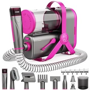 XiaZ 3-in-1 Dog Grooming Kit with Vacuum, Hair Dryer & Clipper | 15KPa Pet Grooming Vacuum, Nail Grinder, 10 Professional Tools | Low-Noise Supplies for Dogs/Cats