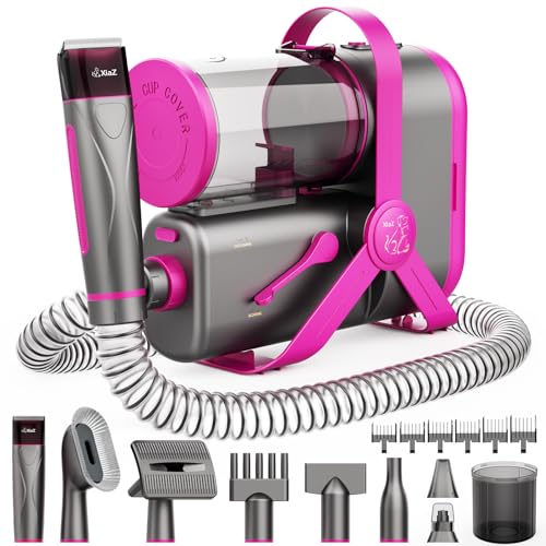 XiaZ 3-in-1 Dog Grooming Kit with Vacuum, Hair Dryer & Clipper | 15KPa Pet Grooming Vacuum, Nail Grinder, 10 Professional Tools | Low-Noise Supplies for Dogs/Cats