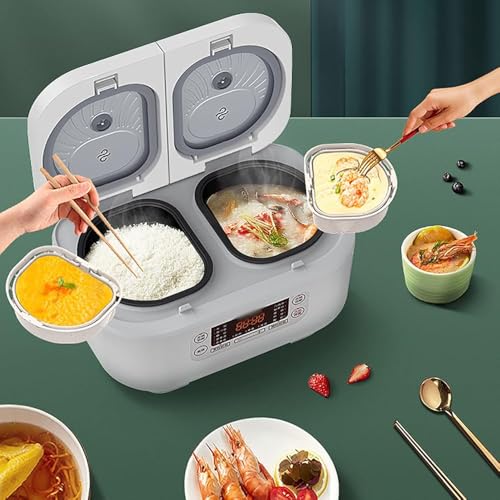 1.5L Pennello di Riso con Doppio Vaso Interno, temporizzatore 12H e Tenere Caldo, Rivestimento Non-Stick, Touch Control, Multi-Function per Uso familiare