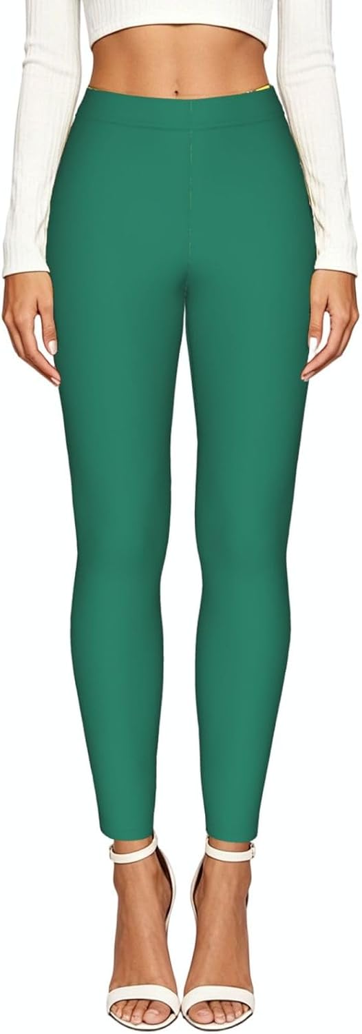Longer Life Green Stretch Leggings,Opaque Printed Pants for Workout | Tummy control,Comfortable and breathable,Not tie your legs tightly