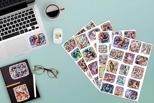 Image of AnimeVerse Pack of 57 One Anime Stickers for Laptop, Phone, Guitar, Bike, PC, | Waterproof Glossy Vinyl Decals | Residue-Free Anime Stickers Collection
