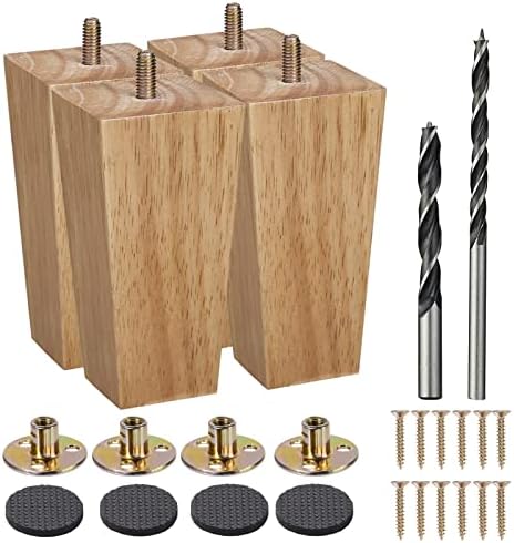 Wood Furniture Legs 5 inch Sofa Legs Pack of 4 Round Couch Legs Espresso,Mid Century Desk Legs,Furniture feet,Sofa Replacement Parts can be Used in cabinets,Coffee Tables,footstools (5 inchse)