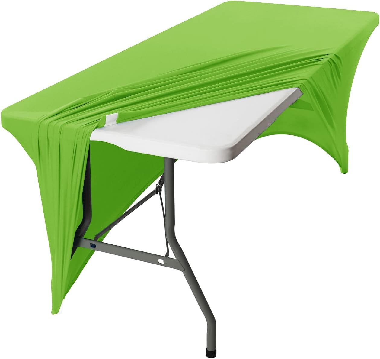 Peomeise 8FT Spandex Table Cover Rectangular Stretch Spandex Tablecloth (Apple Green,8FT)